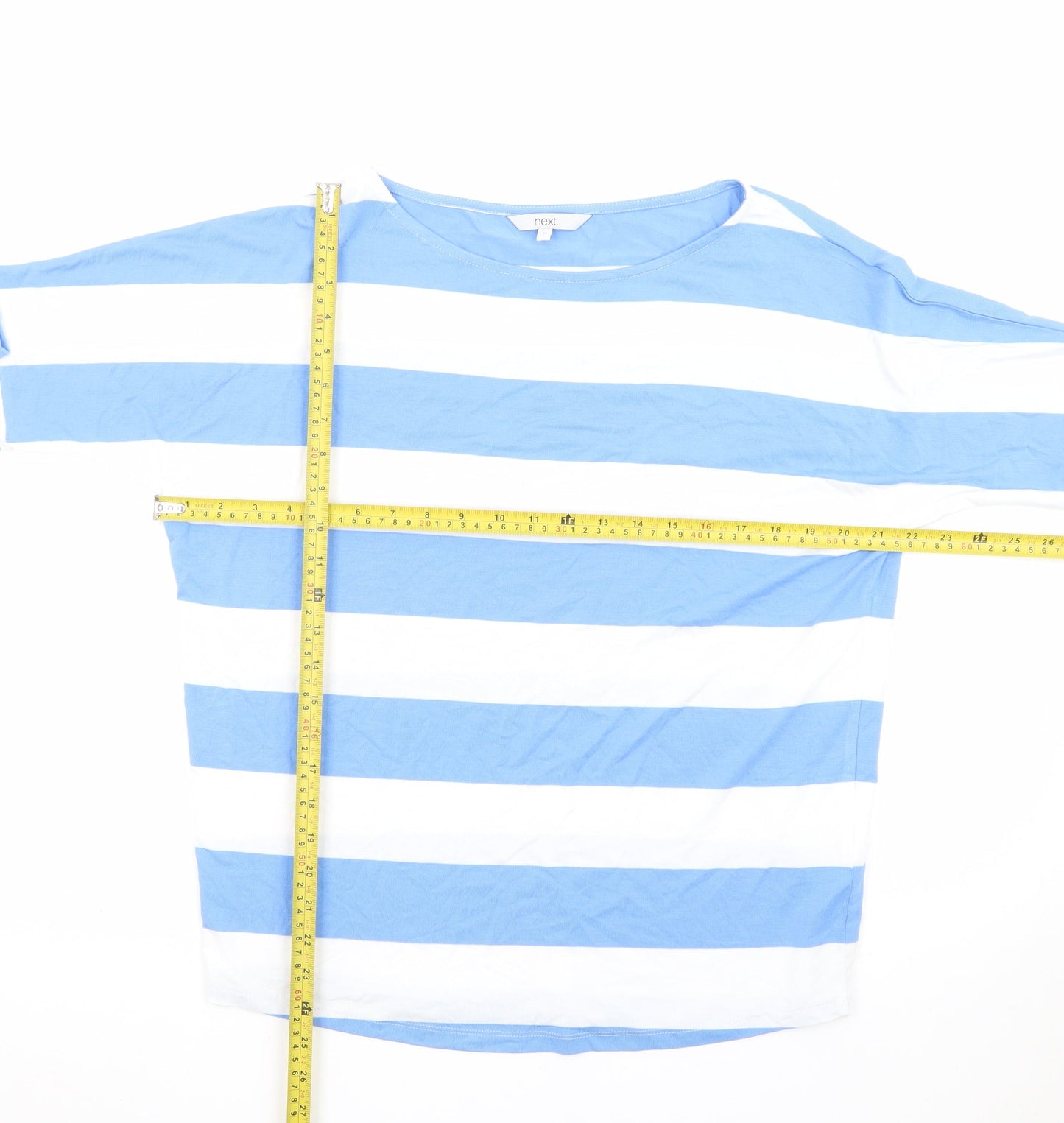 Next Women's Blue White Striped Long Sleeve Jersey T-Shirt UK 12