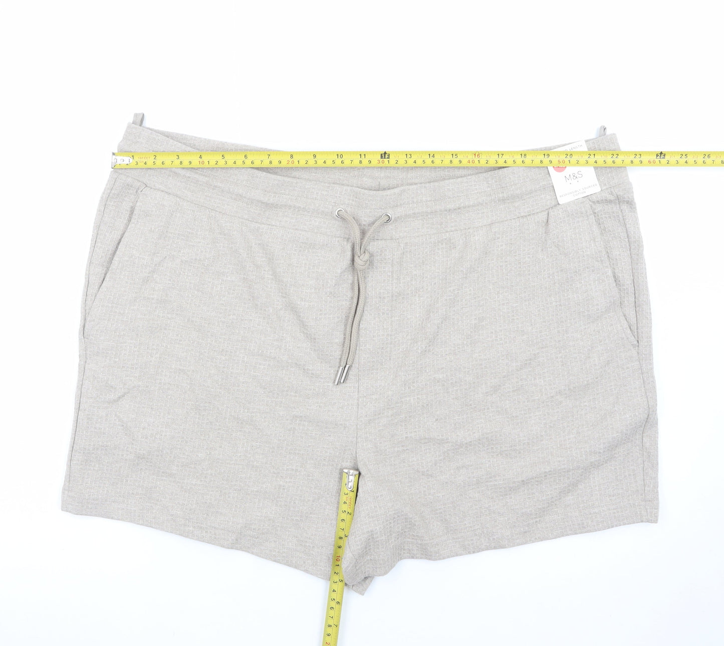 Marks and Spencer Men's Beige 3XL Sweat Shorts with Drawstring