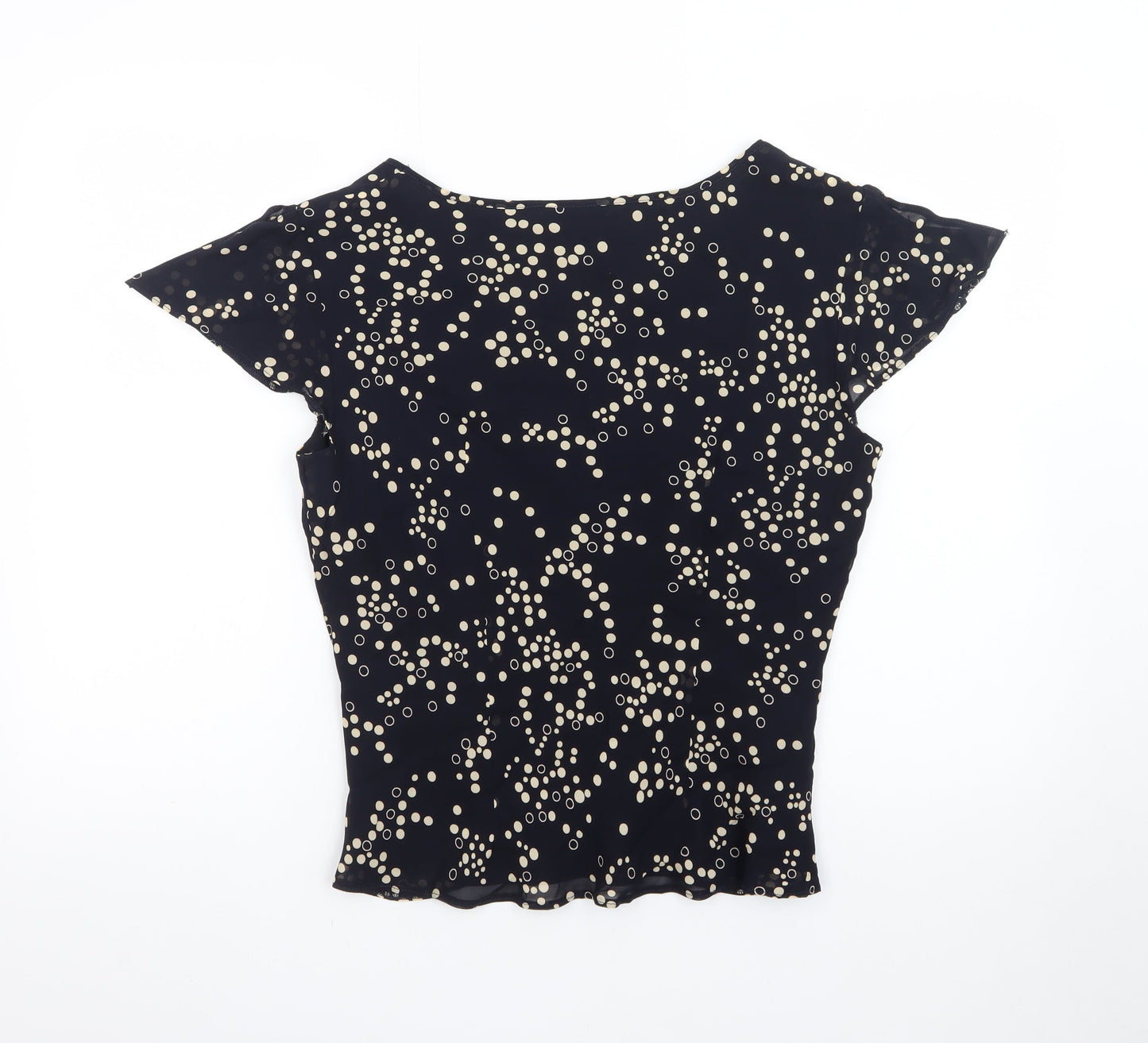 J Taylor Women’s Black Polka Dot V-Neck Chiffon Blouse Size 14