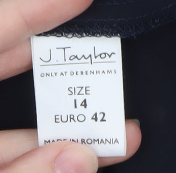 J Taylor Women’s Black Polka Dot V-Neck Chiffon Blouse Size 14