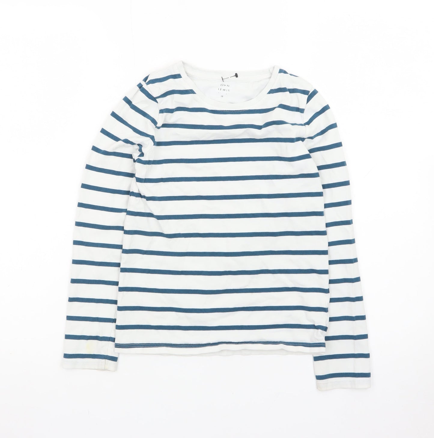John Lewis Girls Blue Stripe Long Sleeve Cotton T-Shirt Age 10 Years