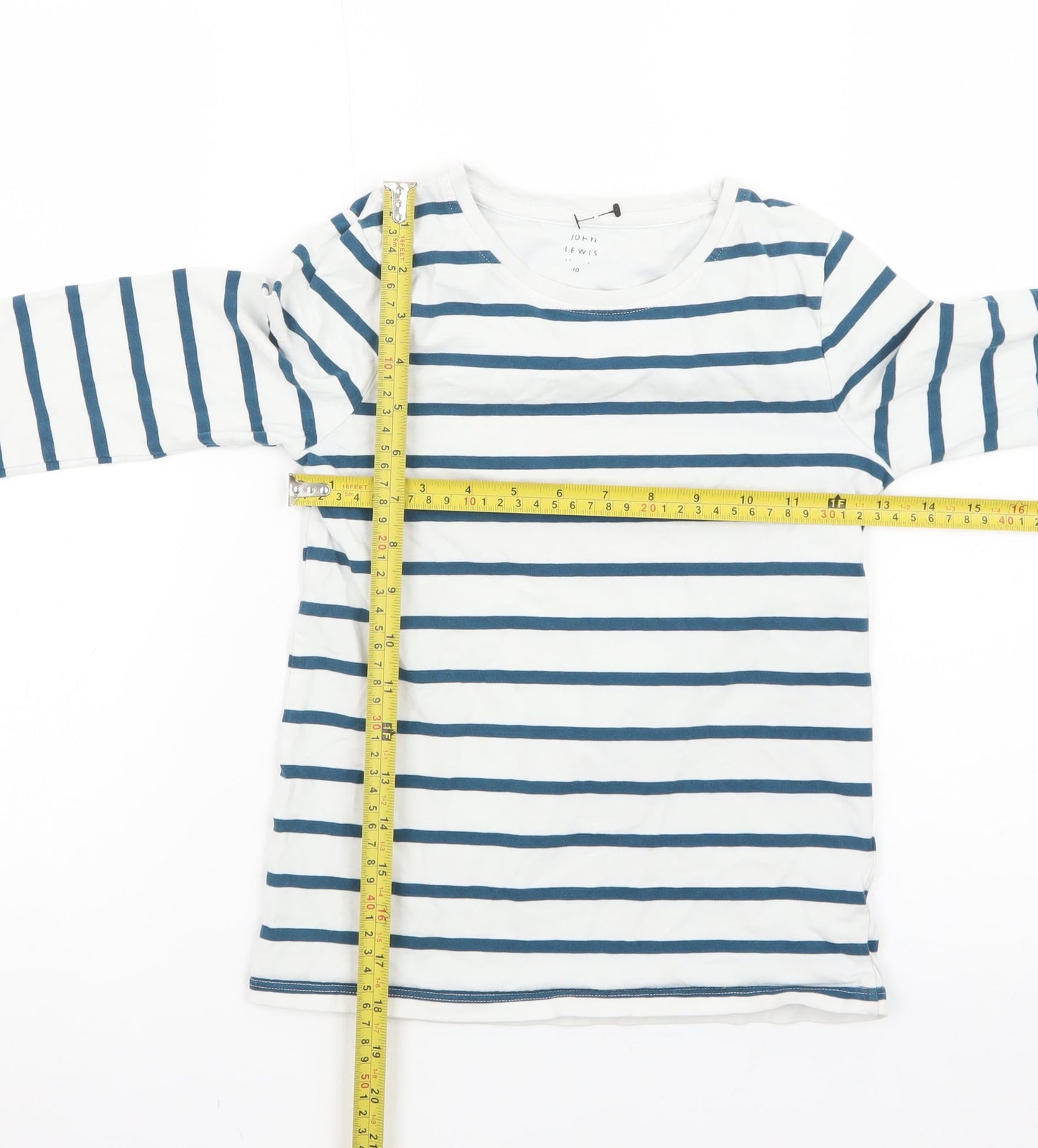 John Lewis Girls Blue Stripe Long Sleeve Cotton T-Shirt Age 10 Years