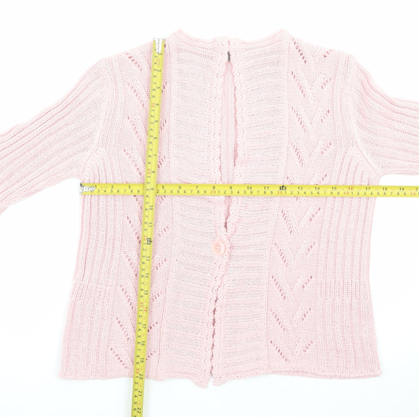 Marks and Spencer Per Una Pink Knit 3/4 Sleeve V-Neck Women's Cardigan M