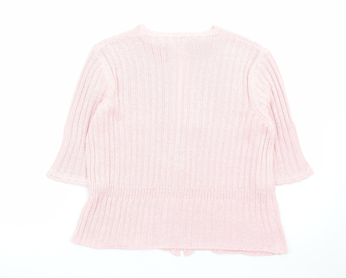 Marks and Spencer Per Una Pink Knit 3/4 Sleeve V-Neck Women's Cardigan M