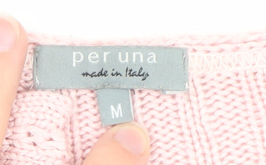 Marks and Spencer Per Una Pink Knit 3/4 Sleeve V-Neck Women's Cardigan M