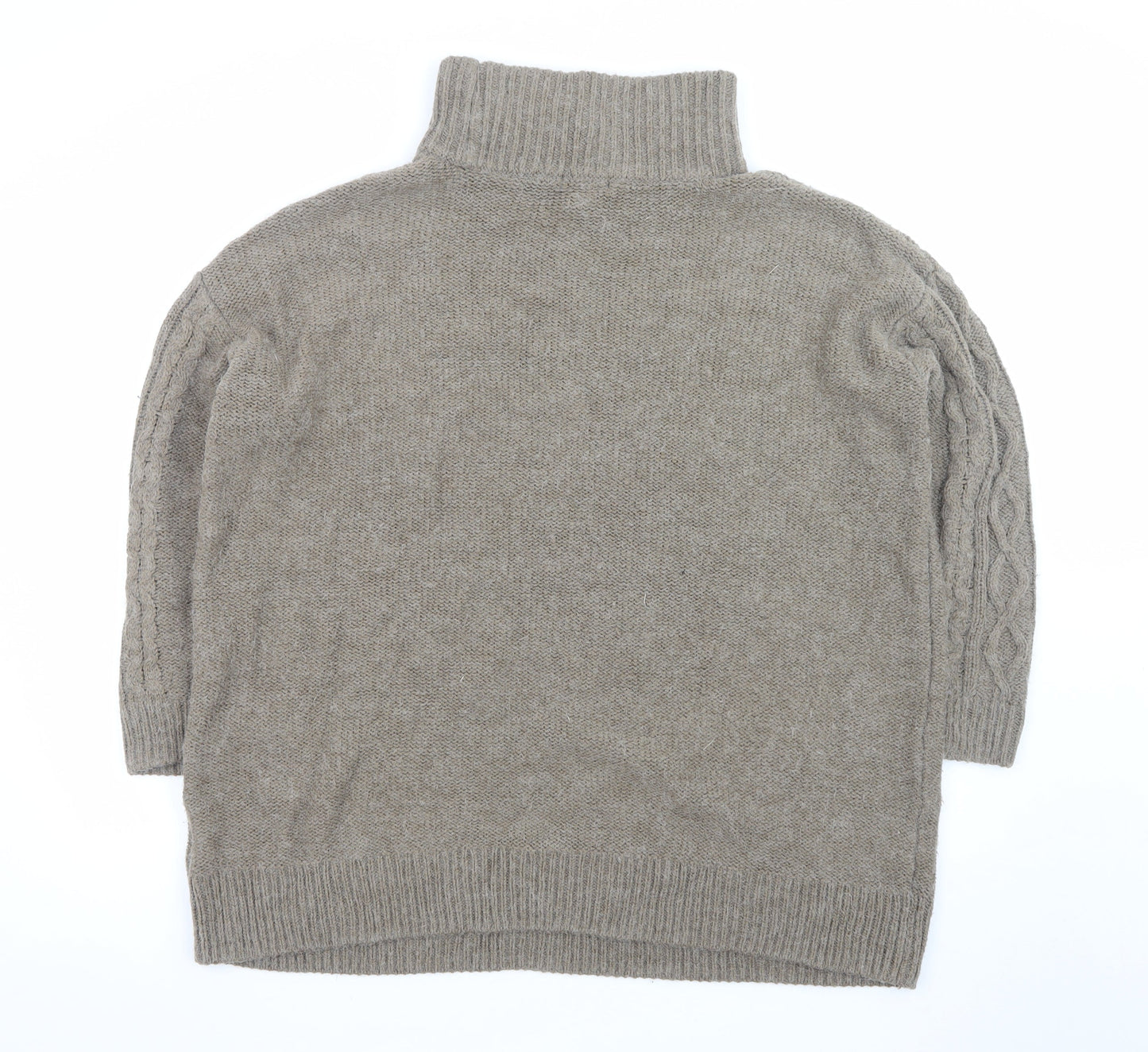 H&M Women’s Beige Cable-Knit Roll Neck Jumper XL Acrylic Blend