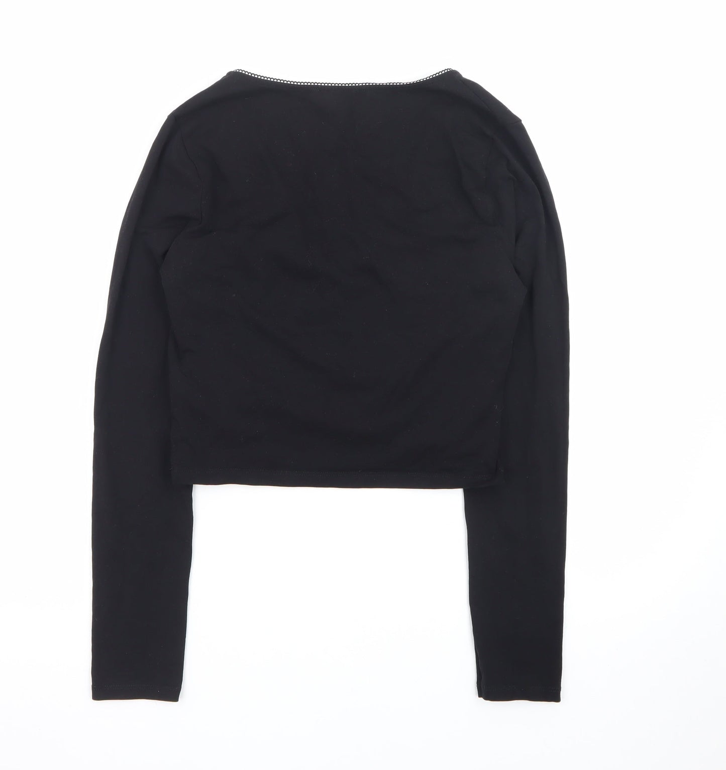 New Look Women's Black Long Sleeve Wrap Jersey Top Size 14