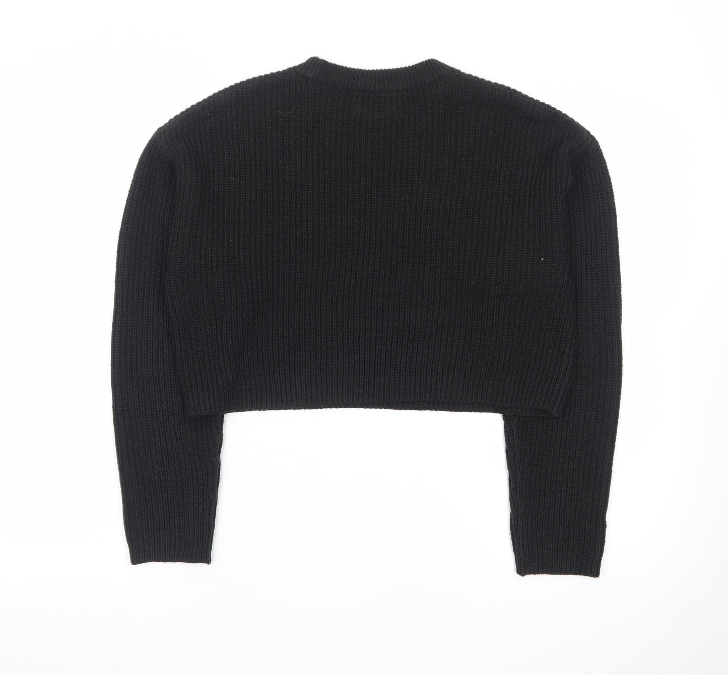 ONLY Womens Black Chunky Knit Crew Neck Long Sleeve Pullover Jumper XS