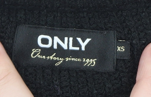 ONLY Womens Black Chunky Knit Crew Neck Long Sleeve Pullover Jumper XS
