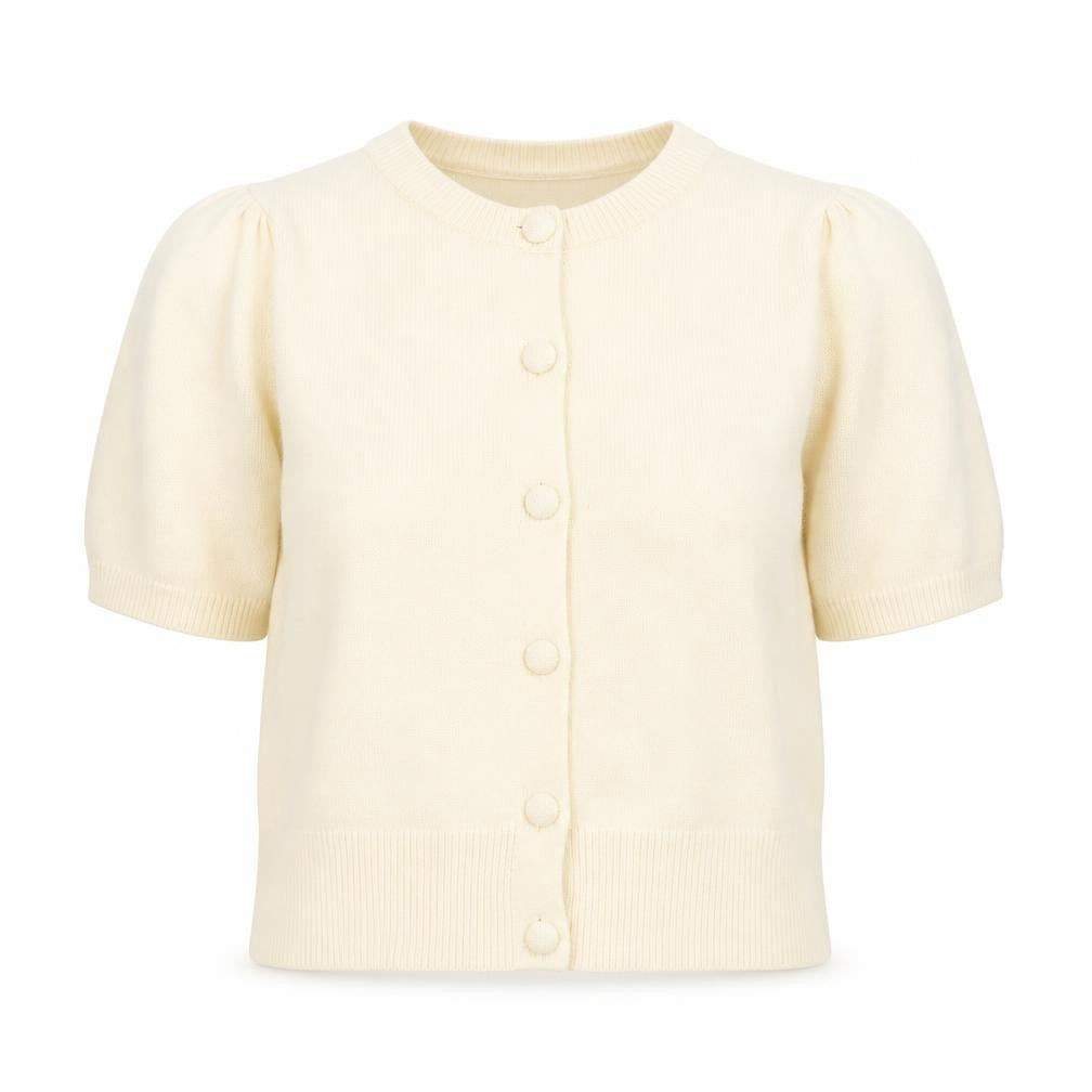 New Look Women’s Ivory Short Sleeve Puff Cardigan UK 12