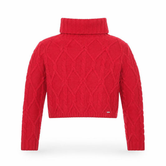 Hollister Women Red Cable-Knit Roll Neck Jumper Size S