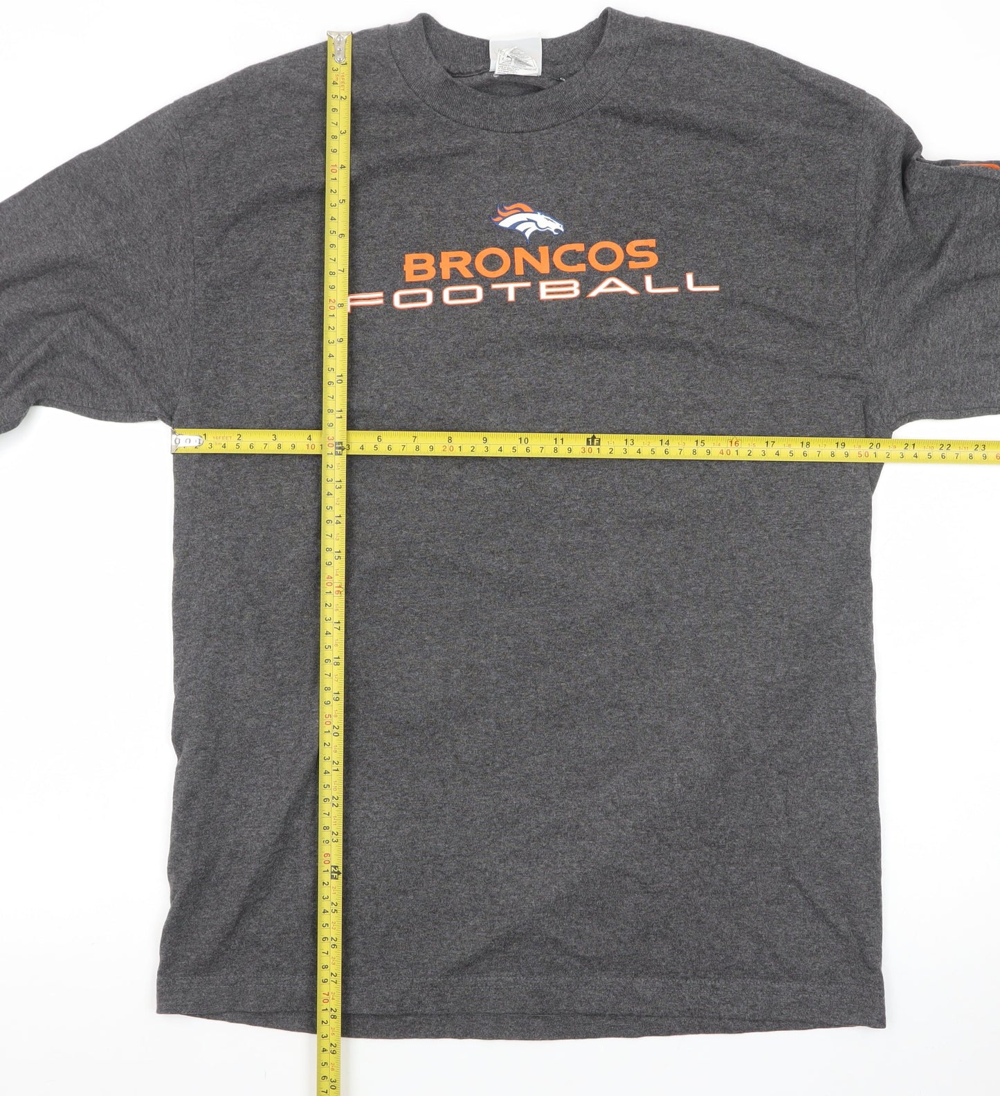 NFL Team Apparel Men's Grey Broncos Long Sleeve T-Shirt Size L