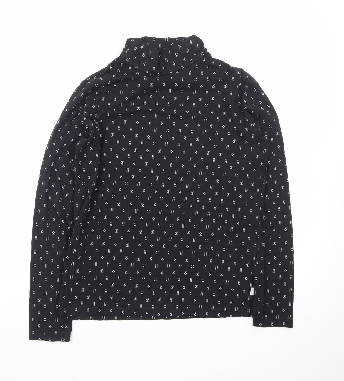 Fat Face Women's Black Long Sleeve Jersey Roll Neck Top UK 12