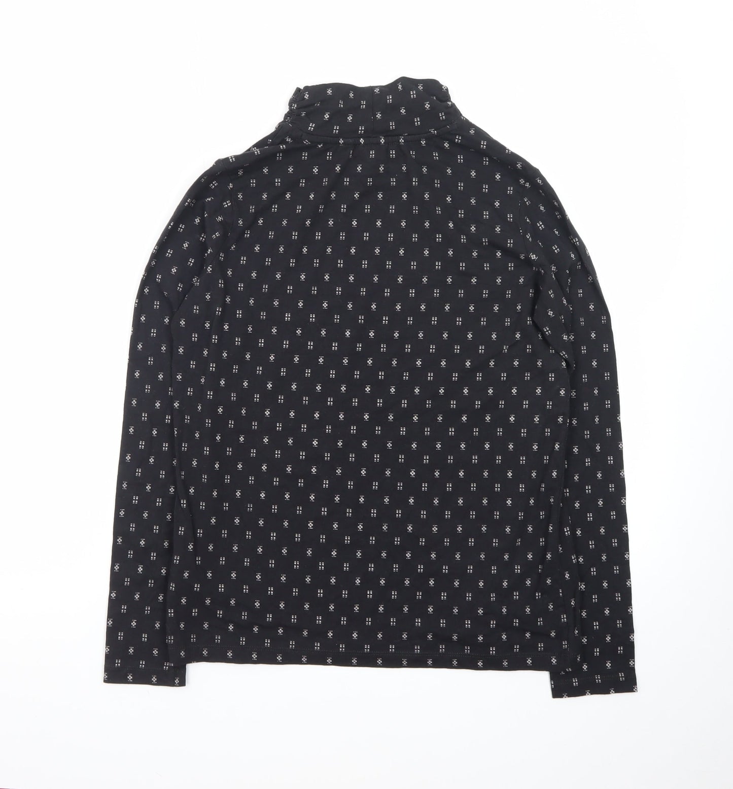 Fat Face Women's Black Long Sleeve Jersey Roll Neck Top UK 12