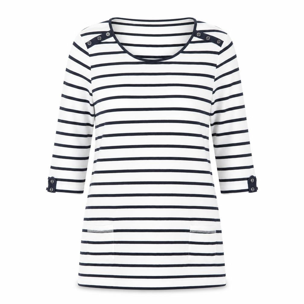 Bonmarché Women’s Striped Shift Dress Size 16 Navy White 3/4 Sleeve Casual