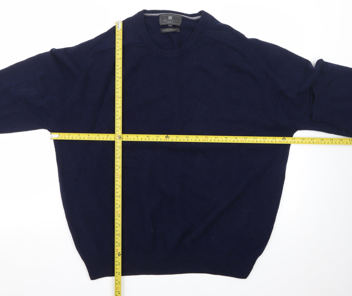 Marks and Spencer Mens Blue Lambswool Regular Fit Jumper XXL
