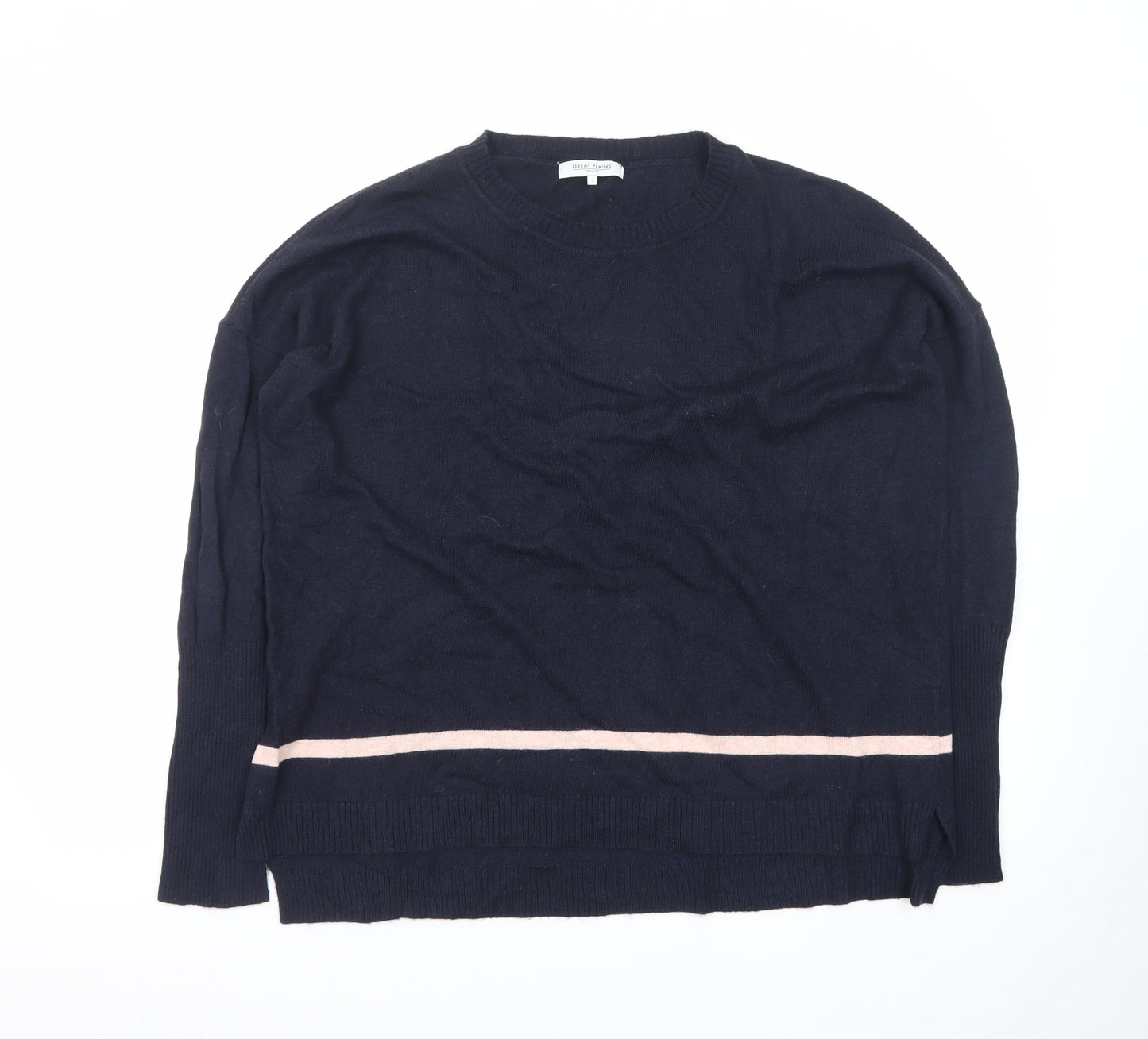 Great Plains Women's Blue Crew Neck Wool Blend Jumper Size S