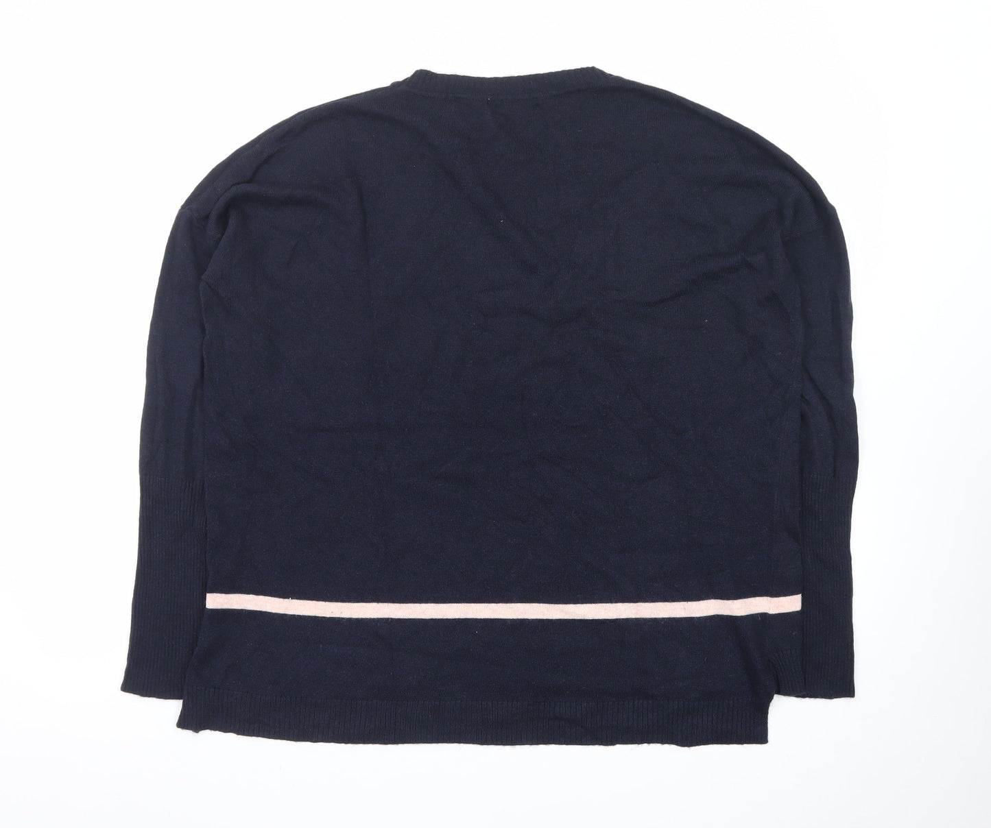 Great Plains Women's Blue Crew Neck Wool Blend Jumper Size S