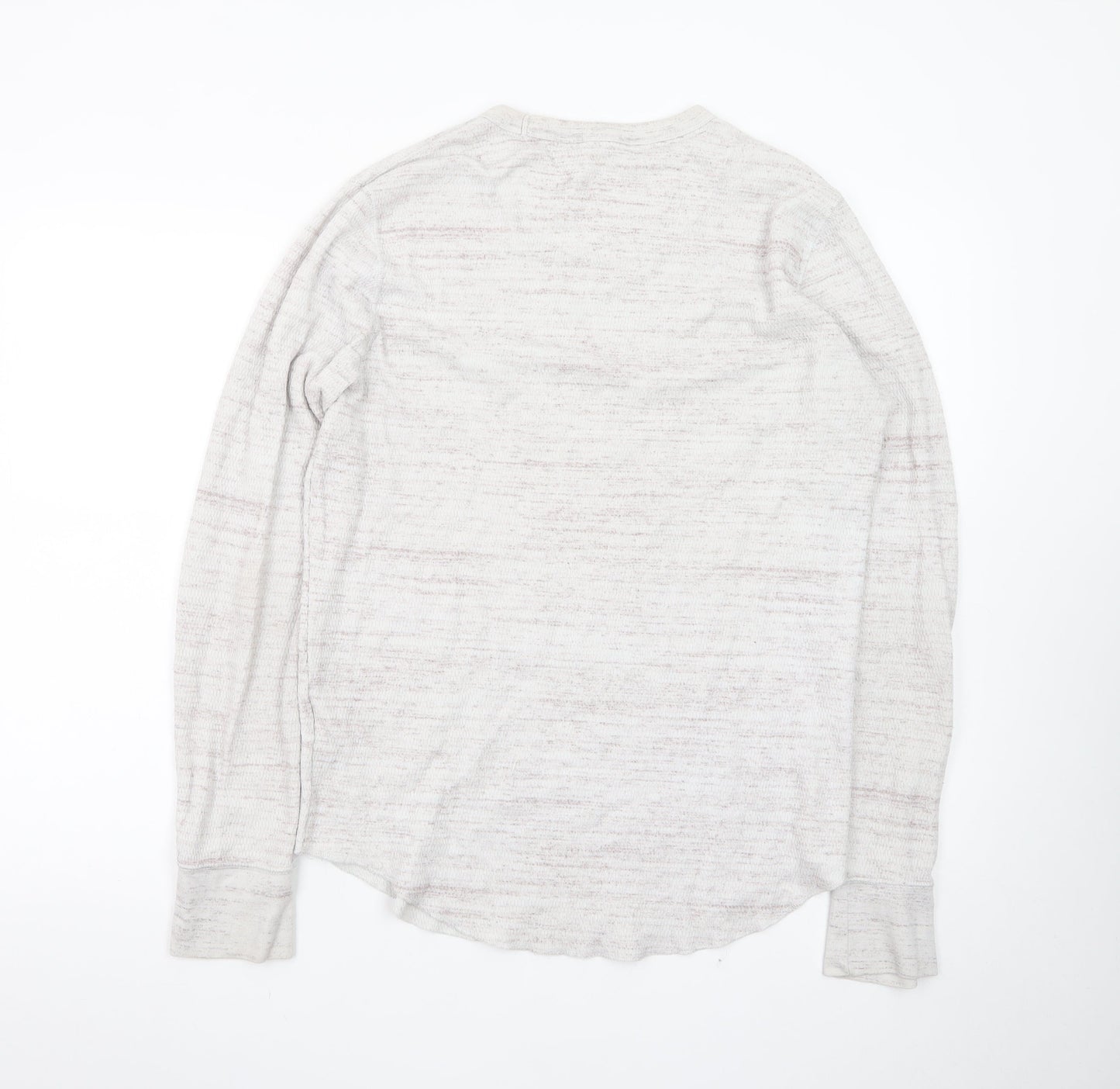Hollister Men Beige Long Sleeve Crew Neck Classic Fit T-Shirt M