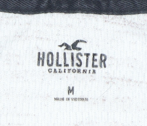 Hollister Men Beige Long Sleeve Crew Neck Classic Fit T-Shirt M