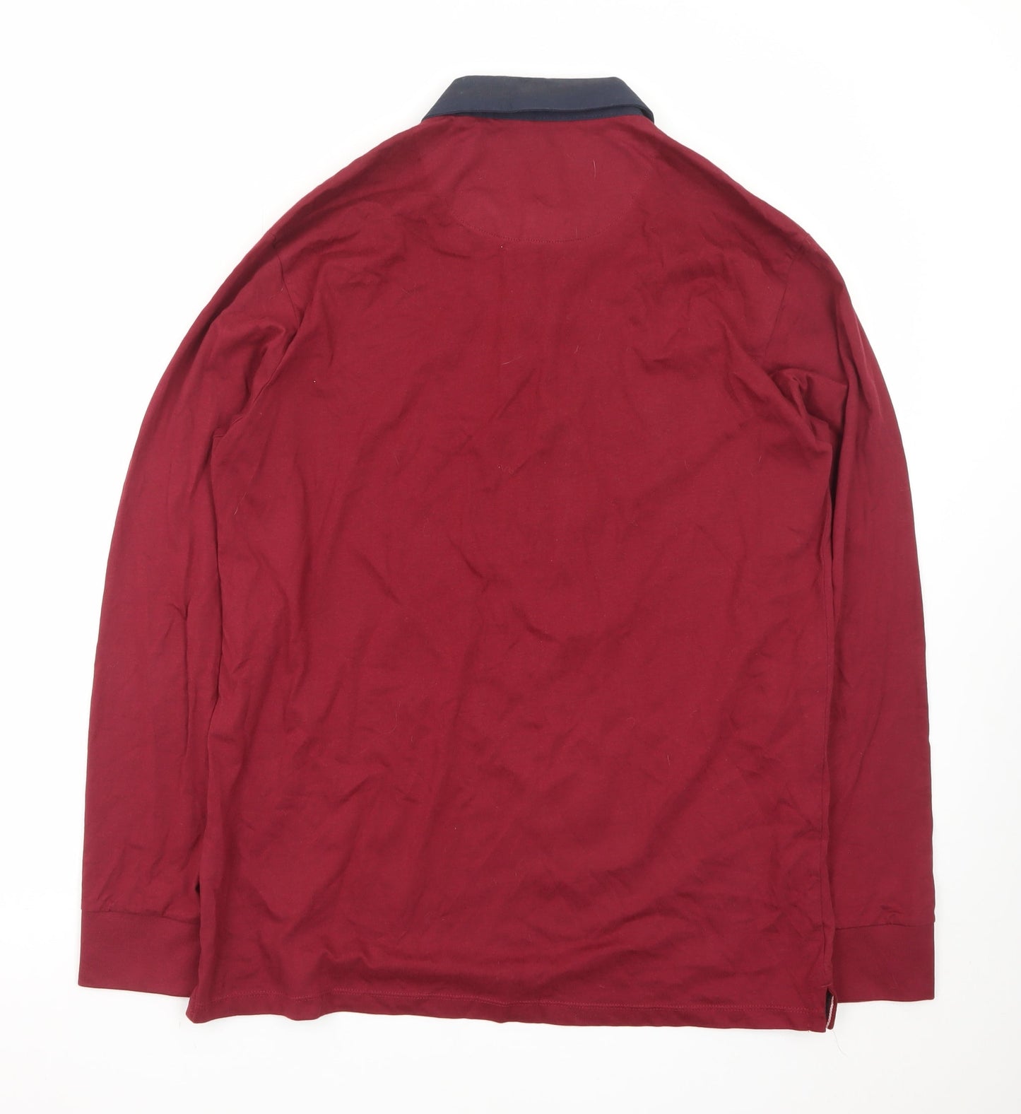 A/W85 Men's Red Long Sleeve Cotton Polo Shirt Size L