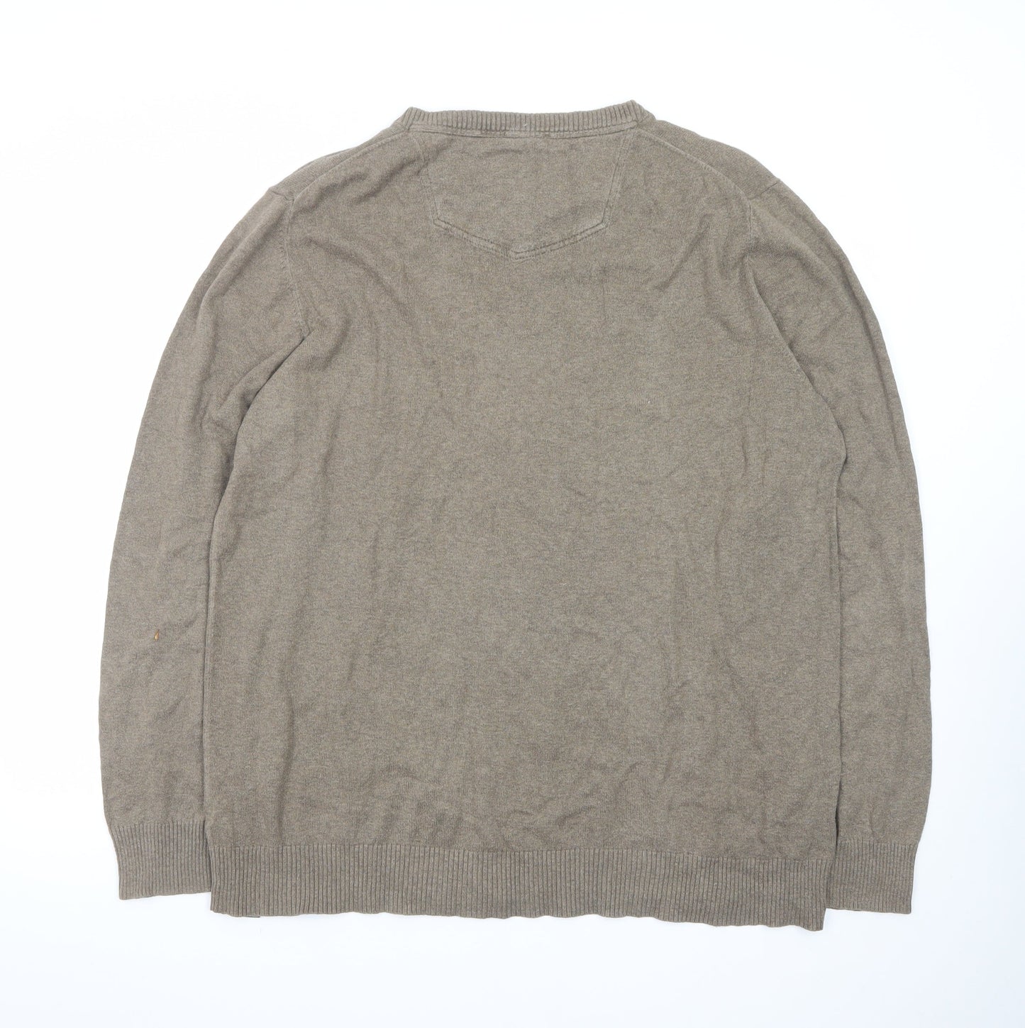 FatFace Men's Brown XXL V-Neck Cotton Jumper Classic Knitwear