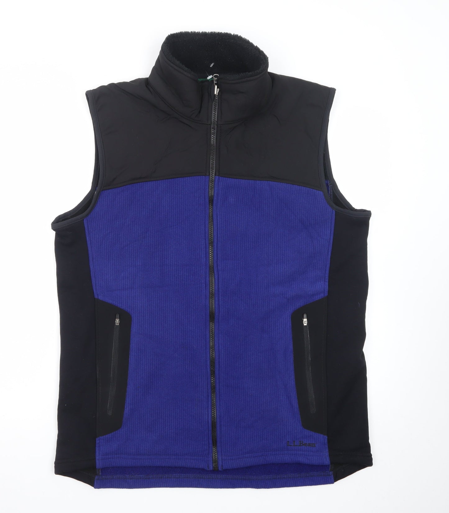 L.L.Bean Men's Blue Black Fleece Bodywarmer Gilet Vest Size L Regular
