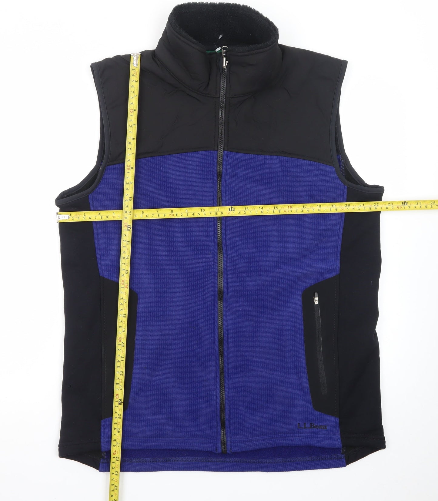 L.L.Bean Men's Blue Black Fleece Bodywarmer Gilet Vest Size L Regular