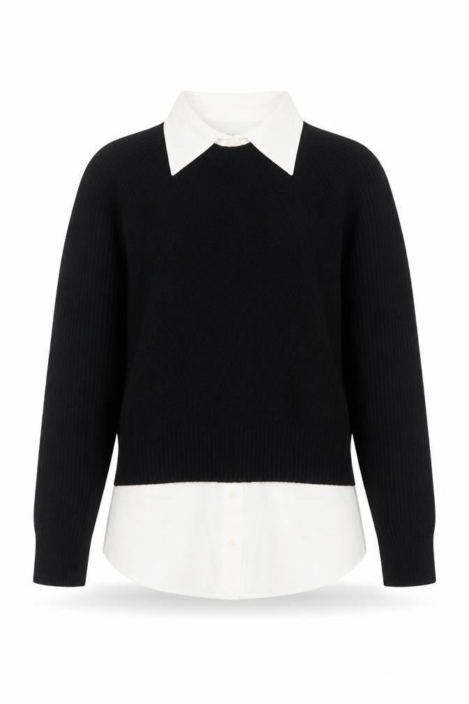 Next Women Black White Collared Pullover Jumper XS Classic Knit