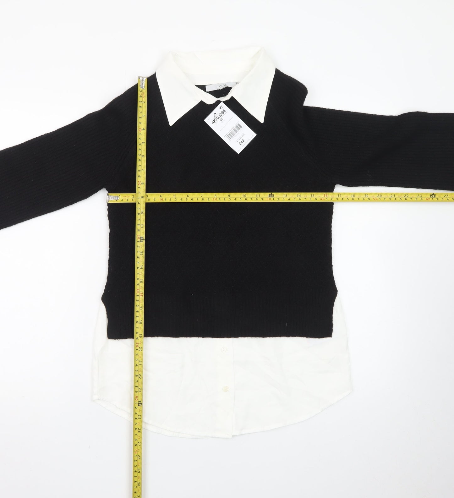 Next Women Black White Collared Pullover Jumper XS Classic Knit