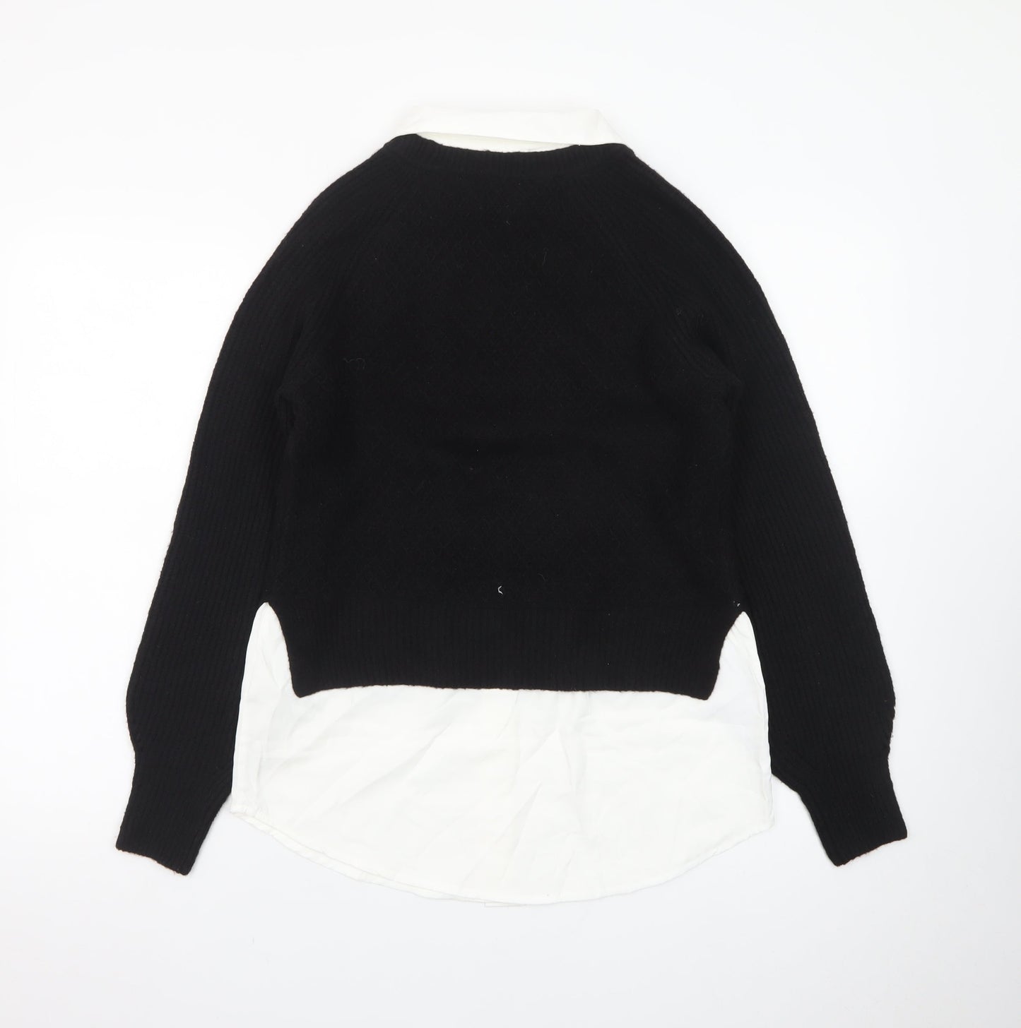 Next Women Black White Collared Pullover Jumper XS Classic Knit