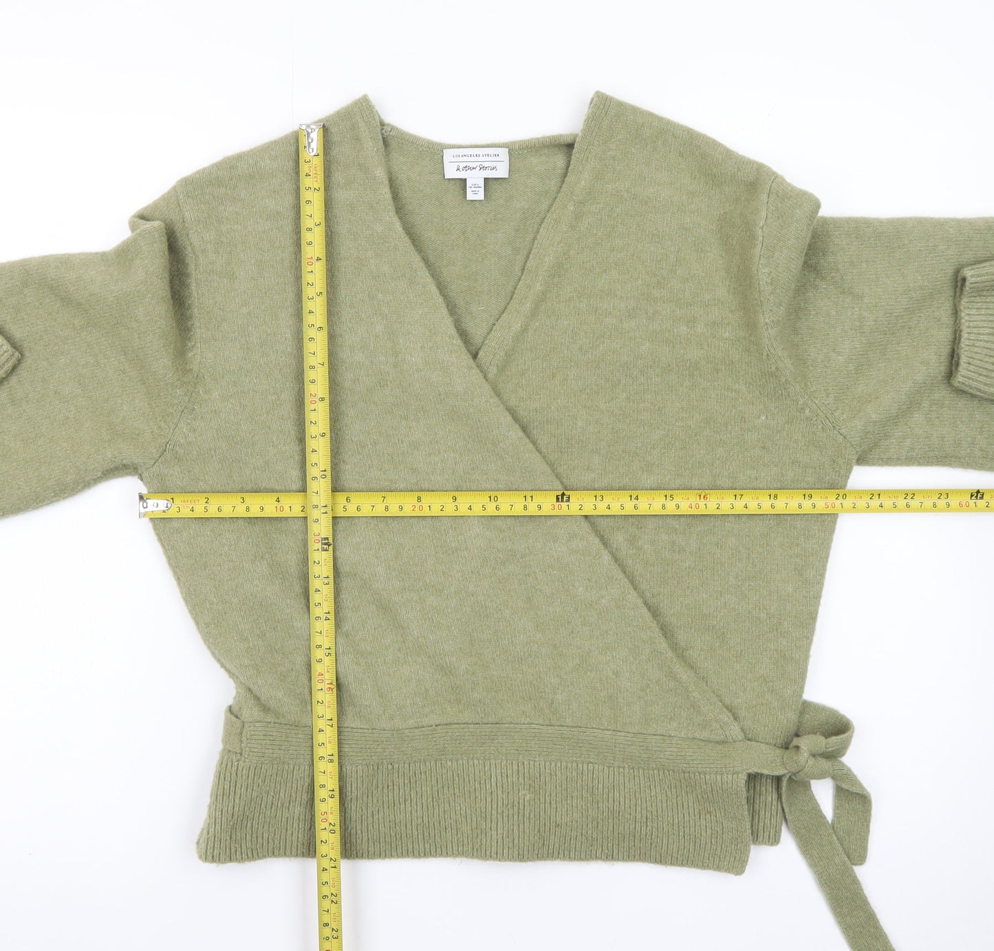 & Other Stories Women Green Wool Cashmere Wrap Jumper S