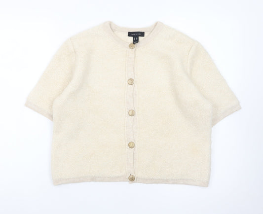 New Look Women Beige Short Sleeve Button Cardigan Size 12