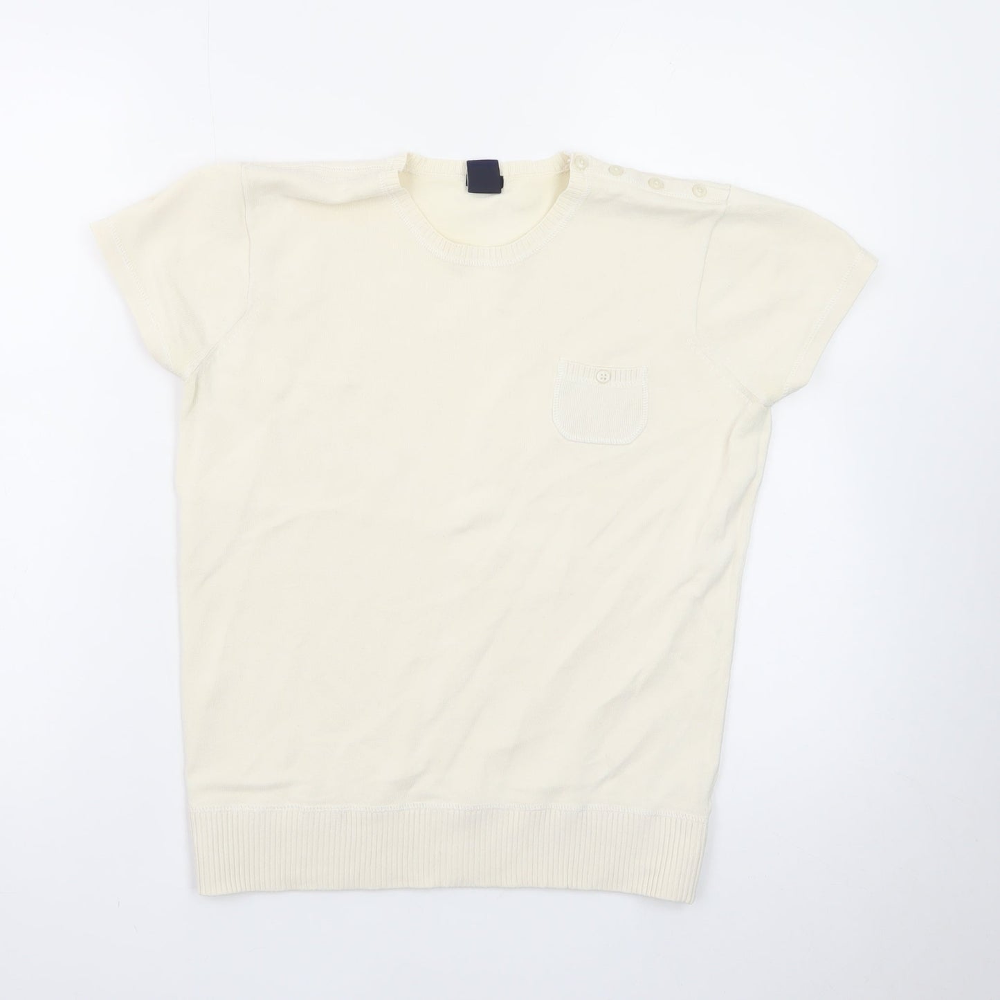 GAP Women Ivory Short Sleeve Knit Pullover Jumper M
