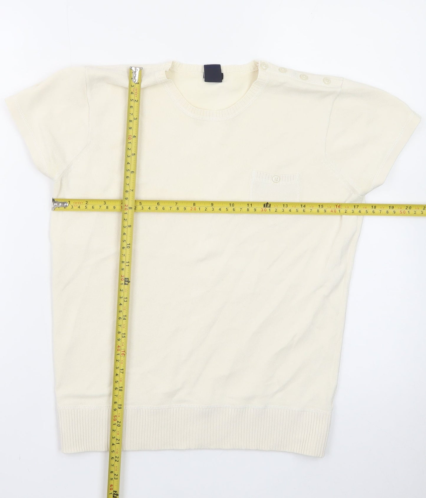 GAP Women Ivory Short Sleeve Knit Pullover Jumper M