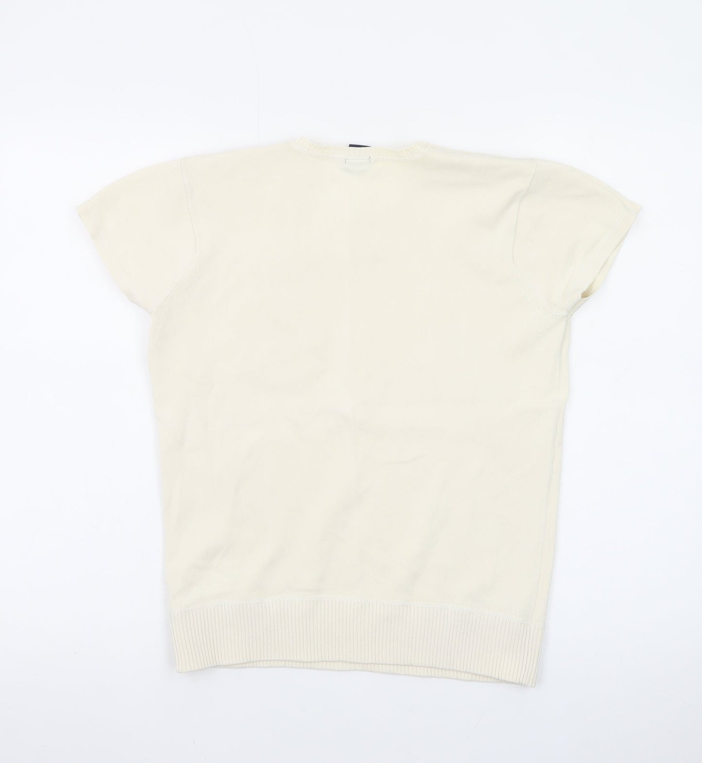 GAP Women Ivory Short Sleeve Knit Pullover Jumper M