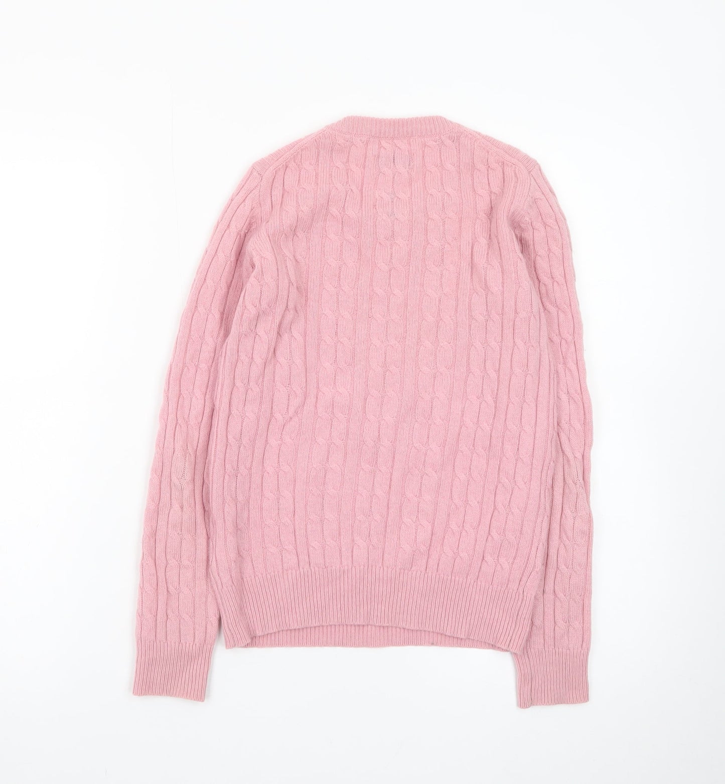 Jack Wills Women's Pink Cable-Knit Cotton Jumper Size 4