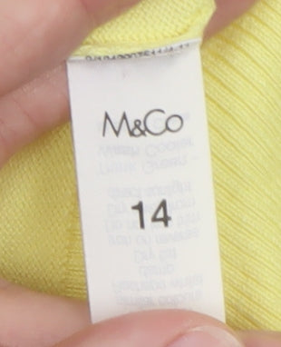 M&Co Women's Yellow Sleeveless Beaded Knit Tank Top Size 14