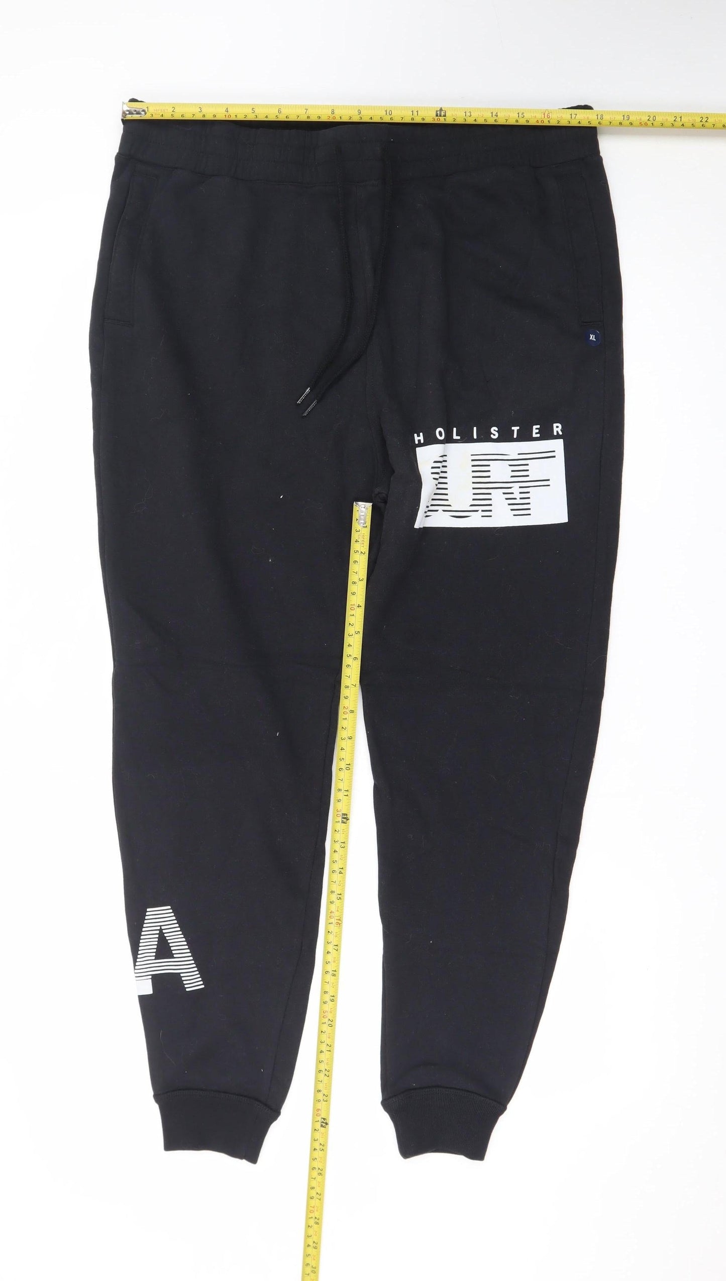 Hollister Men’s Black XL Jogger Sweatpants with Logo Print