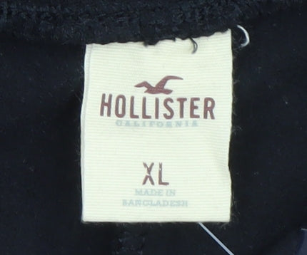 Hollister Men’s Black XL Jogger Sweatpants with Logo Print