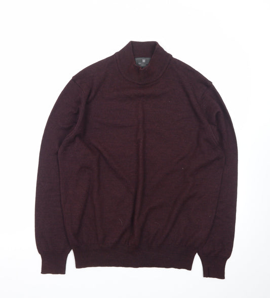 Marks and Spencer Men’s Brown Wool Blend Roll Neck Jumper Size L