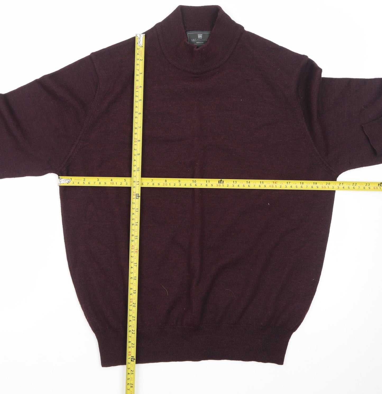 Marks and Spencer Men’s Brown Wool Blend Roll Neck Jumper Size L