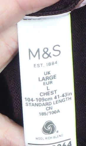 Marks and Spencer Men’s Brown Wool Blend Roll Neck Jumper Size L