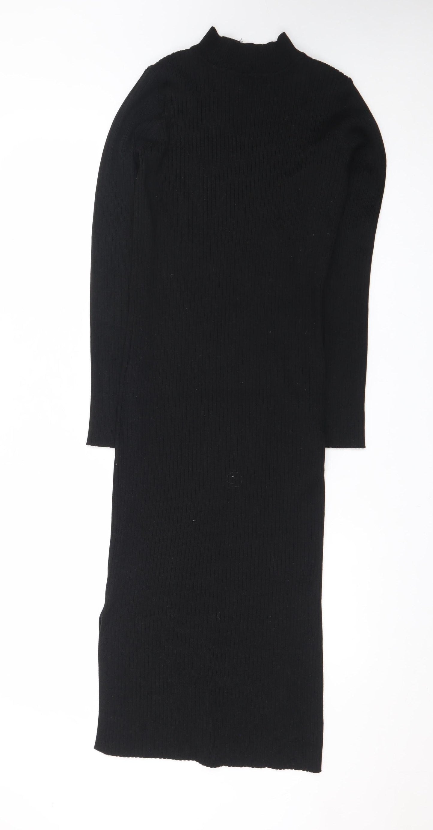 New Look Women's Black Size 12 Knit Bodycon Midi Dress