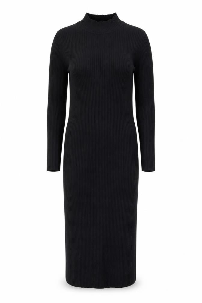 New Look Women's Black Size 12 Knit Bodycon Midi Dress