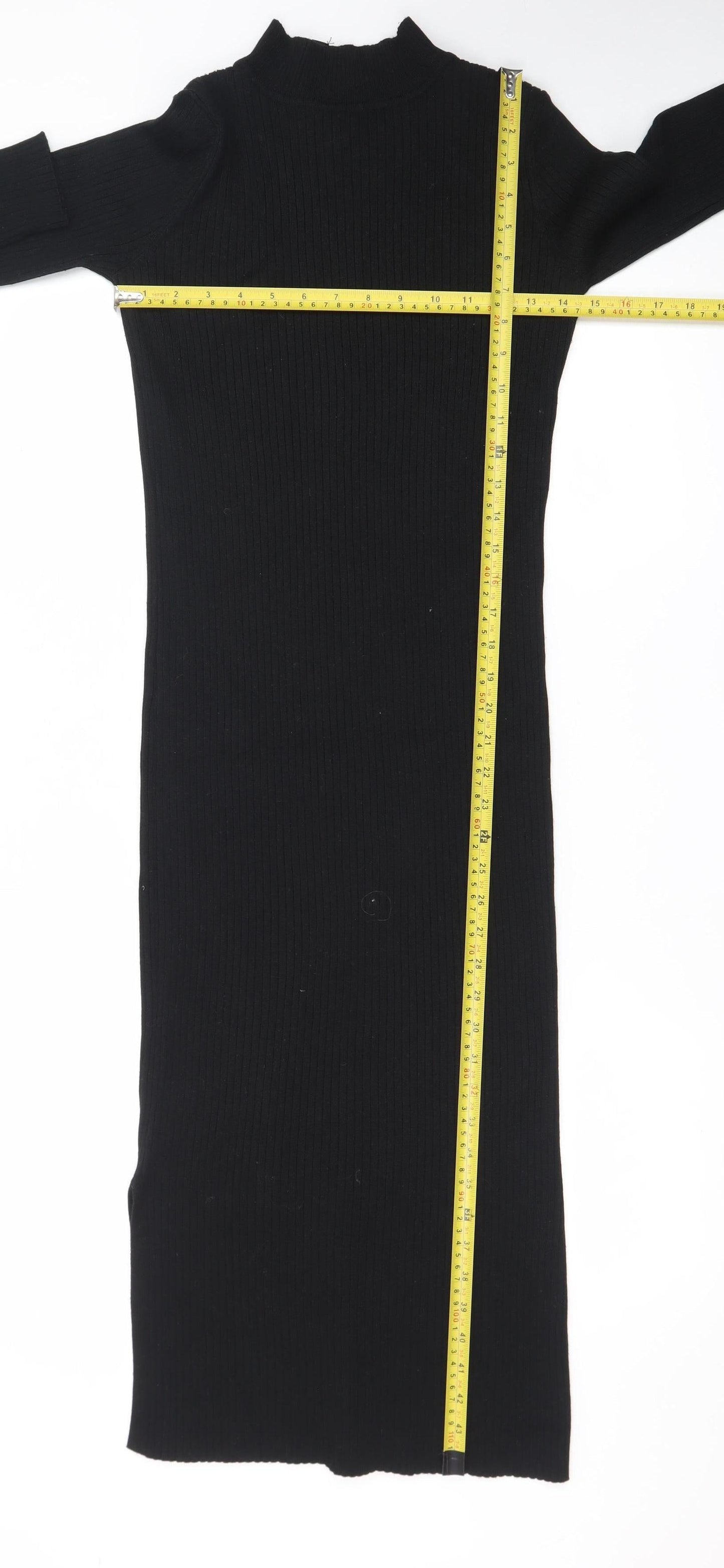 New Look Women's Black Size 12 Knit Bodycon Midi Dress