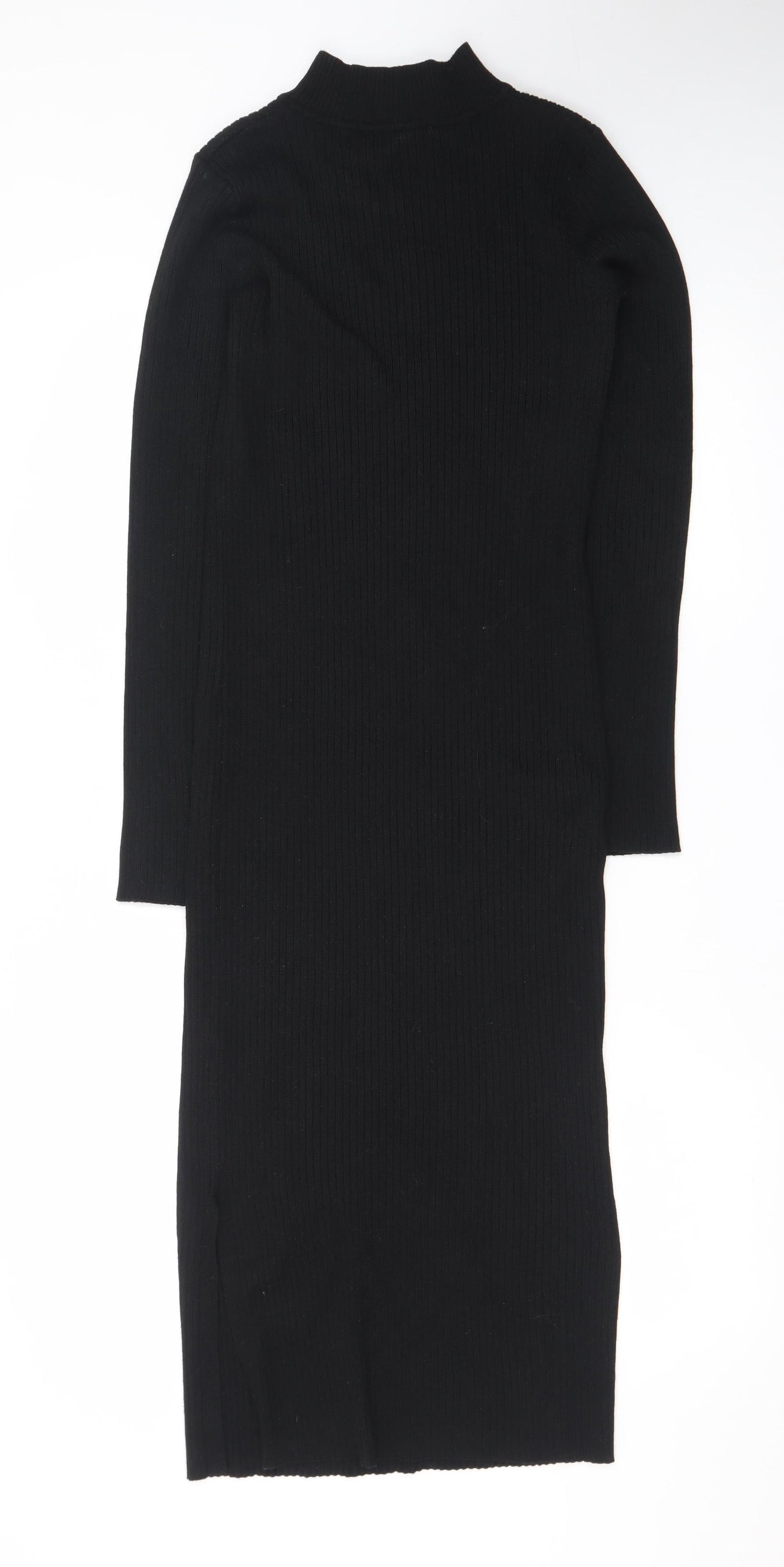 New Look Women's Black Size 12 Knit Bodycon Midi Dress