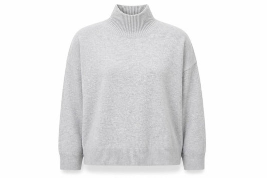 Front view of French Connection Women Grey Roll Neck Jumper M Knit Wool Blend