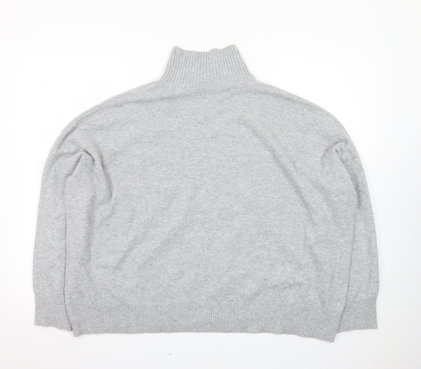French Connection Women Grey Roll Neck Jumper M Knit Wool Blend