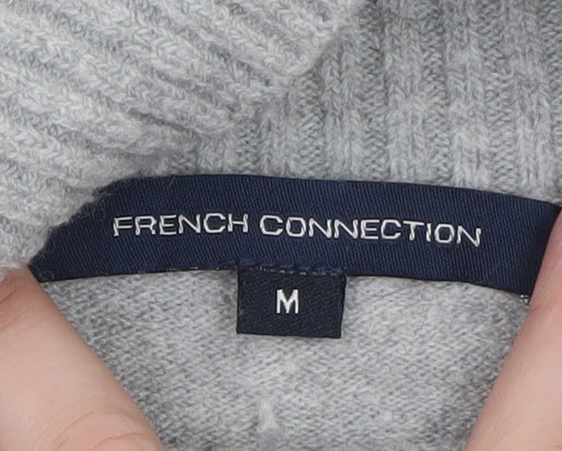 French Connection Women Grey Roll Neck Jumper M Knit Wool Blend
